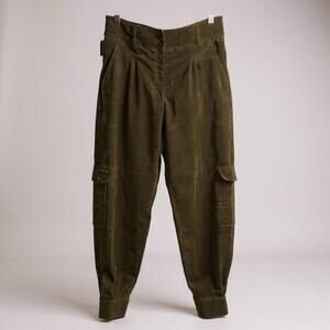 Brora Bombacho Pants Sz 8 Corduroy Olive Green Women’s Ankle Button Pockets READ